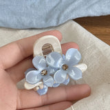 Daiiibabyyy  Korean Flower Hair Claw Clips for Women Blue Acrylic Acetate Hair Clips Cute Hair Accessories Girls Grip Crab Clamp Headwear