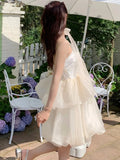 DAIIIBABYYY  -  Sweet Fairy Mini Dress Elegant Strapless Off Shoulder Princess Ruffles Birthday Party Dresses Summer Ball Gown Short Vestidos