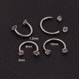DAIIIBABYYY  -  2PCS CZ Lip Piercing Stainless Steel Lip Ring Internal Thread Zirconia Septum Piercing  Body Jewelry Helix Piercing
