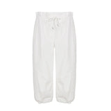 Daiiibabyyy  American Streetwear Solid Low Waist Drawstring Loose All Match Casual Capris