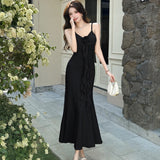 DAIIIBABYYY  -  Pink V-Neck Sexy Sling Long Dress Summer Elegant Luxury Chic Ruffled Long Dress Women Korean Fashion Bodycon Prom Dress