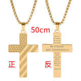 DAIIIBABYYY  -  American Flag Cross Necklace Stainless Steel Inspirational Bible Verse HipHop Lettering Pendant Chain for Boys Men Jewelry