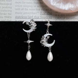 Daiiibabyyy  Exquisite Pink Star Moon Drop Earrings for Women Sweet Cute Shiny Zircon Geometric Temperament Earrings Wedding Jewelry Gifts
