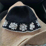 Daiiibabyyy  Crochet Floral Panama Fisherman Bucket Hat Women's Spring Summer Sun Protection Outdoor Travel Breathable Foldable