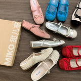 Daiiibabyyy 2024 Red Blue Pink Women Flat Slippers Fahion Slip On Ladies Elegant Flats Soft Flat Heel Dress Ballerinas Fashion Shoes Mujer