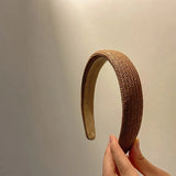 Daiiibabyyy  Vintage Straw Woven Wide-brimmed Headband for Women Braids Rattan Hair Hoop Bohemian Hair Band Nonslip Bezel Hair Accessories