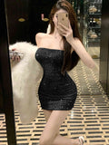DAIIIBABYYY  -  New Sequins Sleeveless Sexy Club Short Dress Women Elegant Hip Wrap Bodycon Dress Autumn Winter Korean Luxury Evening Dress