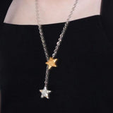 Daiiibabyyy  Y2K Jewelry Shining Star Pendant Necklace for Women Cool Punk 90s Aesthetic Charm Geometric Necklace Accessories Fashion