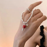 Daiiibabyyy 925 Sterling Silver Strawberry Tassel Bracelets for Women Girl Irregular Versatile Creative Jewelry Gift Dropshipping