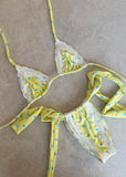 Daiiibabyyy  New Sexy Lace Patchwork Brazilian Bikini Set Female Halter Swimwear Women Print Halter Swimsuit Bathing Suit Biquini