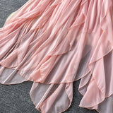 DAIIIBABYYY  -  Retro Ruffle chiffon halter off shoulder backless Dress asymmetrical Casual sweet High Waist evening Women Summer dresses