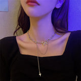 Daiiibabyyy  New Korean Butterfly Choker Necklace For Women Ladies Exquisite Love Heart Clavicle Chain Necklace Jewelry Gift
