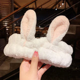 Daiiibabyyy 1pc cute Soft Coral Fleece Headband Animal Ears Hairband Wash Face Hair Holder Bow Turban for Women Hair Band Hair Accessories