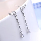 Daiiibabyyy Silver Color Zircon Angel Earrings for Women Girl Birthday Gift Water Drop Delicate Elegant Jewelry Dropshipping