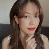 Daiiibabyyy Silver Color Line Earrings for Women Girl Gift Gardenia Flower Long Wave Korean INS Fashion Crystal Jewelry Wholesale