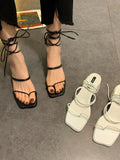 DAIIIBABYYY  -  Sweet French Niche High-heeled Strappy Sandals Women Summer 2024 New Fairy Style Shoes Female Open Toe Thick Heel Roman Shoes