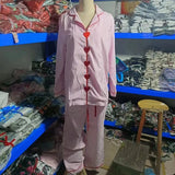 Daiiibabyyy  Striped Sleepwear Women Pajamas Spring Long Sleeve Piiama Shorts Sets 2 Pieces Korean Home Suit Button Night Wears New