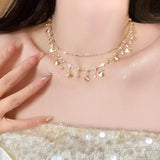 DAIIIBABYYY  -  New Colored Crystal Butterfly Pendant Necklaces Romantic Zircon Clavicle Chain Chokers Exquisite Mode Female Y2K Jewelry Gifts