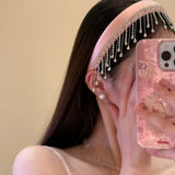 Daiiibabyyy  1PC Diamond Tassel Flocking Hair Bands for Women Delicate Fashion Hair Accessories Premium Sense Simple Versatile Hair Accessori