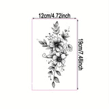 Daiiibabyyy  1Pc Washable Temporary Tattoo, Vivid Red Ink Flower Minimalist Design, Suitable For Daily Use