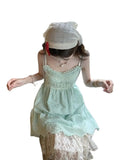 DAIIIBABYYY  -  Sweet Fresh Lace Edges Embroidery Suspender Dress Women's Summer Holiday Style Temperament A-line Sling Dresses Female Clothing