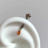 Daiiibabyyy  1Pcs Cute Pink Rabbit Ear Stud Y2K Zircon Artistic Sweet Design Unique Exquisite Beautiful Ear Bones Earrings Women's Jewelry