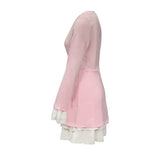 DAIIIBABYYY  -  European and American Women's Clothing New Design Sexy V-neck Ruffle Edge Splicing Fake Two-piece Dress