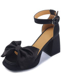 DAIIIBABYYY  -  Sweet Bow Chunky Heel Buckle Sandals Women 2024 Platform Square Toe Roman High Heels Shoes Female Fashion French Style Sandals