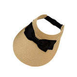 DAIIIBABYYY  -  Trendy Bow Woven Hollow Top Decorative Straw Hat for Women, Summer Seaside Sun Hat, Cycling Vacation Sun Shading Hat