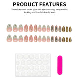 Daiiibabyyy  24Pcs French Style Artificial Nails with Gold Star Pattern Press on Nails for Girls Wearable Sweet Cool Fashion False Nails