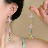 Daiiibabyyy  New Trendy Multicolor Butterfly Drop Earrings Long Tassel Water Drop Zircon Dangle Earrings Sweet Ear Hooks for Women Holiday K