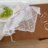 DAIIIBABYYY  -  French Flower Lace Embroidered Bow Decorative Triangle Towel Women's Summer Vacation Breathable Mesh Lace Up Photo Headband