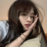 DAIIIBABAYYY  -  Y2K Harajuku Small Square Frame Glasses Women Retro Metal Eyeglasses Clear Reading Spectacle Blue Light Blocking Eyewear