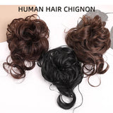 Daiiibabyyy  100% Human Hair Bun  Extensions Human Hair Messy Bun Hair Pieces Wavy Curly Human Hair Chignon Tousles Updo For Women Girls