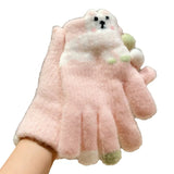 Daiiibabyyy  Korean Style Warm Knitted Gloves Touch-screen Cartoon Full Finger Mittens Cute Cold-proof Riding Protective Mittens Cycling
