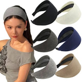 DAIIIBABYYY  -  New Soft Wide Knitting Cotton Hairbands for Women Girls Korean Neutral Solid Turban with Teeth Head Band Headwear Accessories