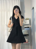 Daiiibabyyy  Slimming A-Line ort Dr Navy Collar Summer New Sle Waist-Cinching Ele High-End Feel ort Sve V-ne Dr