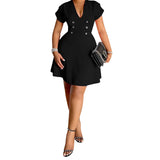 Daiiibabyyy  Women Plus Size Dress Floral Print Ruffle Sleeve V-Neck Summer Casual A-line Dress with Belt Detail and Pockets