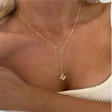 Daiiibabyyy  Fashion Letter Heart Stainless Steel Choker Necklace For Woman Gothic Jewelry Hip Hop Party Sexy Clavicle Chain