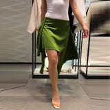 Daiiibabyyy  Summer Y2k Style Green Irregular Skirts Women Chic High Waist Ribbon Splice Mini Skirt Holiday Daily Date Party Street Wear