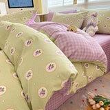 DAIIIBABYYY  -  Bedding Class A All Cotton Face Mask Dormitory Skin friendly Fresh Bed Sheet and Quilt Cover Pure Cotton Four piece Set Three