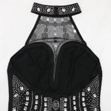 DAIIIBABYYY  -  Sexy Dresses for Woman Halter Backless Diamond Sheath Package Hips Mid Calf Elegant Evening Night Club Vestidos Mujer