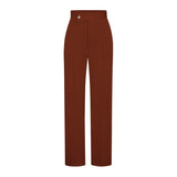 Daiiibabyyy  Women Pants High Waist Straight Trousers Cotton Wrinkle Free Wide Leg Pants Solid Color Beige Black Green Lilac Rust Pants