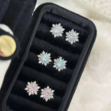 Daiiibabyyy  Romantic Sparkling Zircon Snowflakes Stud Earrings for Women Girls Sweet Cute Elegant Earrings Daily Wearing Jewelry Accessories