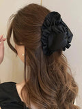 Daiiibabyyy  Triangular Folded Edge Sweet Temperament Hair Clip For Women Back Head Shark Clip Grab Clip Elegant Hair Accessories New Style