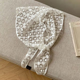 Daiiibabyyy  Retro Floral Printed Lace Triangle Scarf Transparent Embroidered Lace Head Scarf Thin Scarf Accessories Lace Headband Party
