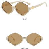 Daiiibabyyy  Retro Large Frame Polygonal Diamond Shaped Sunglasses for Women with A Sense of Luxury Bottom Half Frame Letter Sunglasses