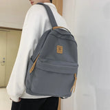Daiiibabyyy  Fashion Nylon Casual Backpack Solid Color Wear-resistant Students Schoolbag Large Capacity Zipper Travel Rucksack