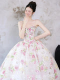 Daiiibabyyy  Vintage Long Wedding Dresses Women Strapless Photos Shoot Princess A-line Wedding Ball Gown 3D Floral Appliques Bridal Gowns