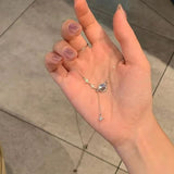 Daiiibabyyy  Fashion Gradient Crystal Planet Necklace Star River Zircon Women Girl Exquisite Shiny Cross Star Clavicle Chain Party Jewelry